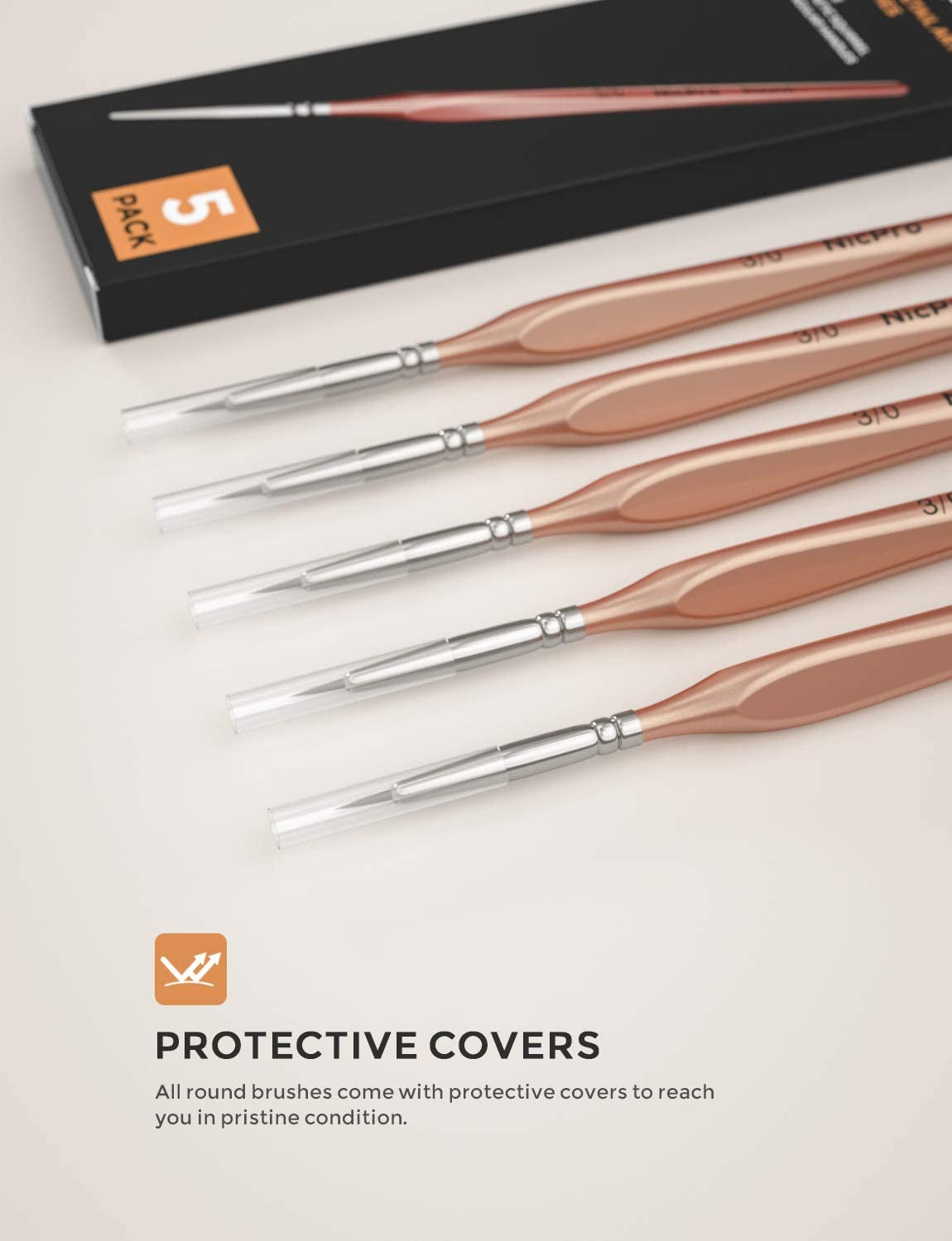 Detail Paint Brushes 5 PCS Extra Fine Tip 000 Professional Miniature Painting Artist Set round 3/0 for Micro Watercolor Oil Acrylic Craft Models Rock Army Paint by Number for Adult