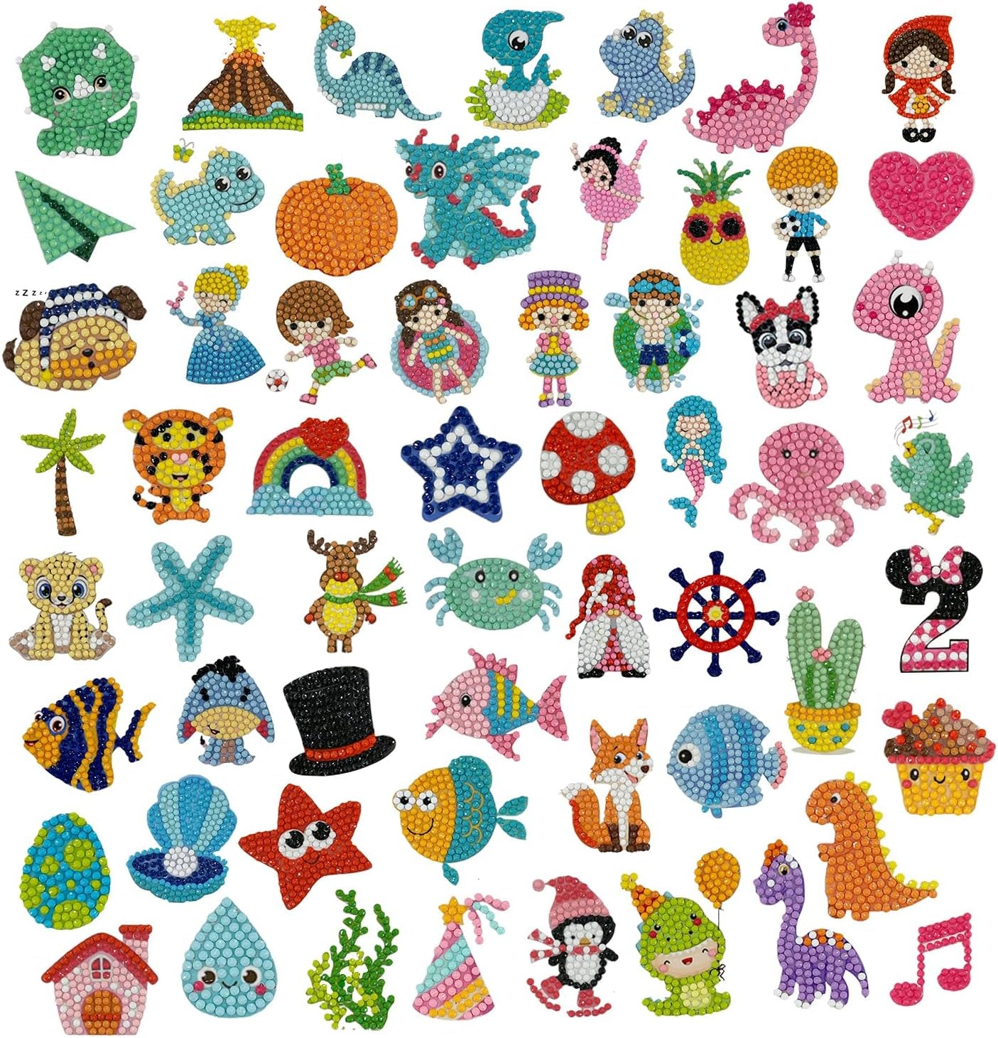 24Pcs Animal Diamond Stickers for Kids, Beginner Friendly Gem Art Kits, Complete Craft Set with Tools, Gift for Birthdays, Holidays