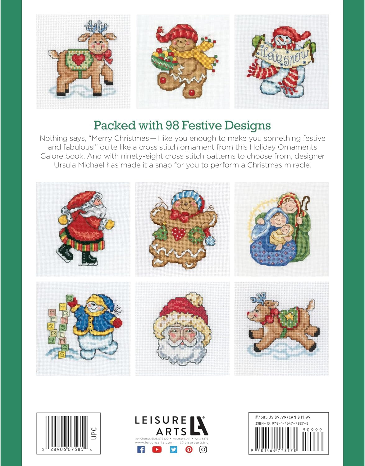 Cross Stitch Holiday Ornaments Galor Cross Stitch Book- Cross Stitch Pattern Kits from Snowmen to Elves to Woodland Creatures, 98 Christmas Cross Stitch Ornaments to Design.
