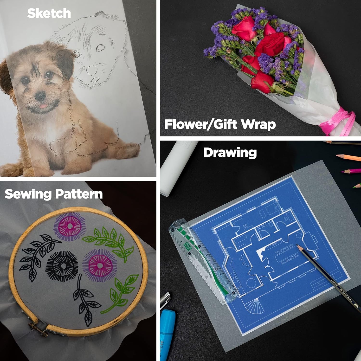 Tracing Paper for Drawing 9”X12" - 100 Sheets of Tracing Paper Pad, 50Gsm Artistic Tracing Paper for Kids, Transparent Paper for Trace Images, Sketch, Drawing by