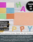 20 Sheets Glitter Cardstock Paper, 10 Colors Premium Glitter Paper for Crafts, 250GSM Sparkly Card Stock Paper for Card Making, Scrapbooking, DIY Projects, 8.5 X 11 Inches