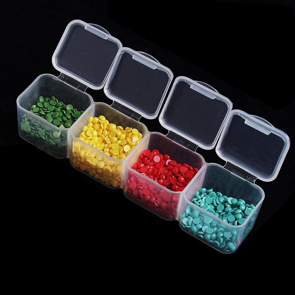 Diamond Painting Storage Containers, 2Pcs 28 Grids Clear Diamond Painting Accessories and Tools Boxes Bead Organizers Diamond Art Embroidery Storage with 200PCS Label Stickers