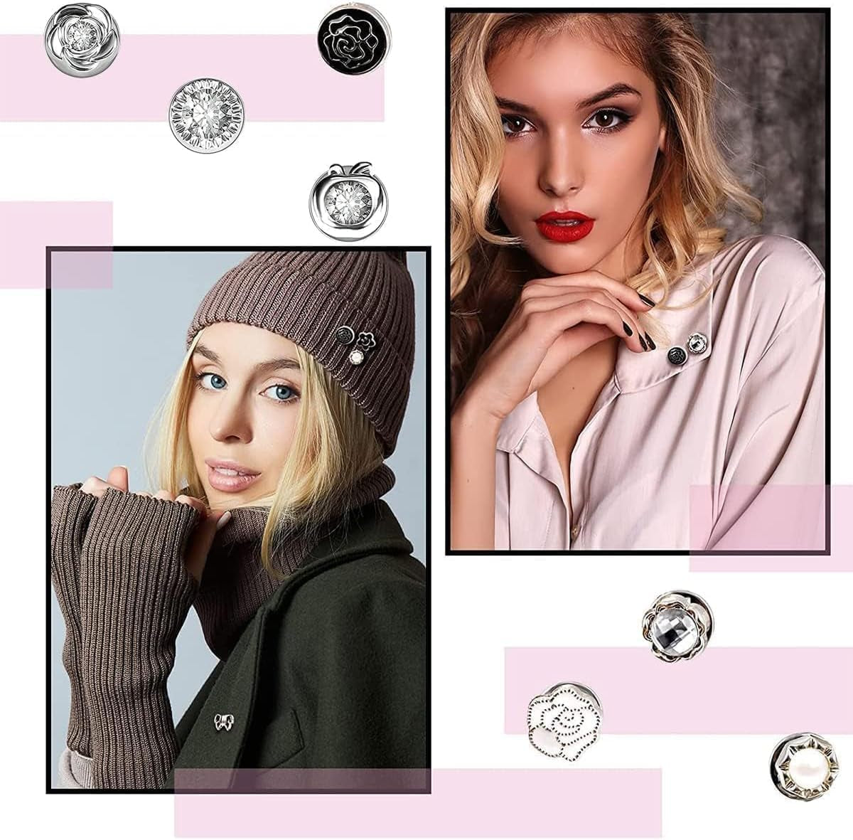 30 Sets Pearl Brooch Buttons, Cover up Buttons, No Sew Buttons Invisible Buttons for Blouses, Dresses, Sweaters, Coats, Shawls - Ideal for Women and Girls