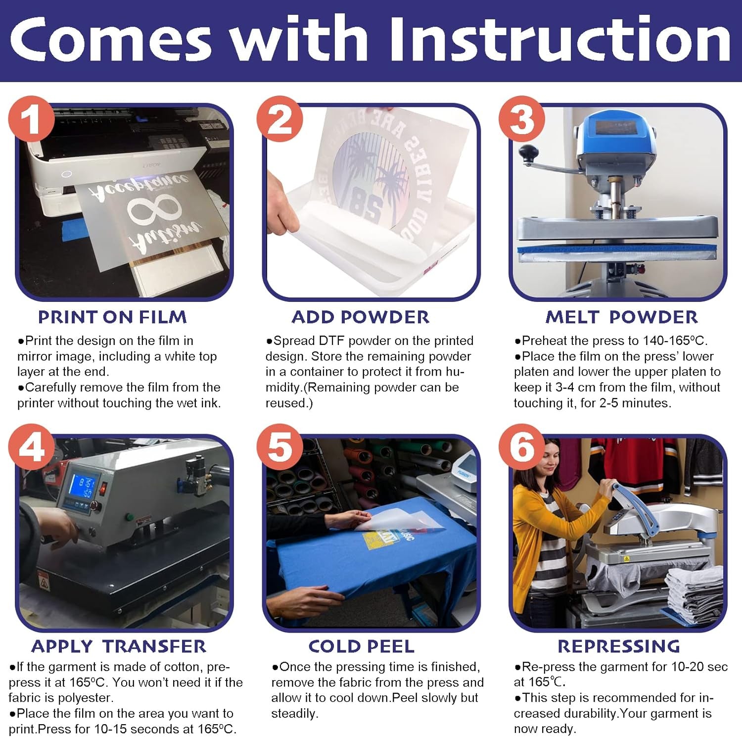 DTF Transfer Film(8.3&quot; X 11.7&quot;)20 Sheets PET Direct to Film Heat Transfer Paper for All DTF&amp;DTG Printer,Matte DTF Film for Sublimation Black White Light Dark Fabric T-Shirt