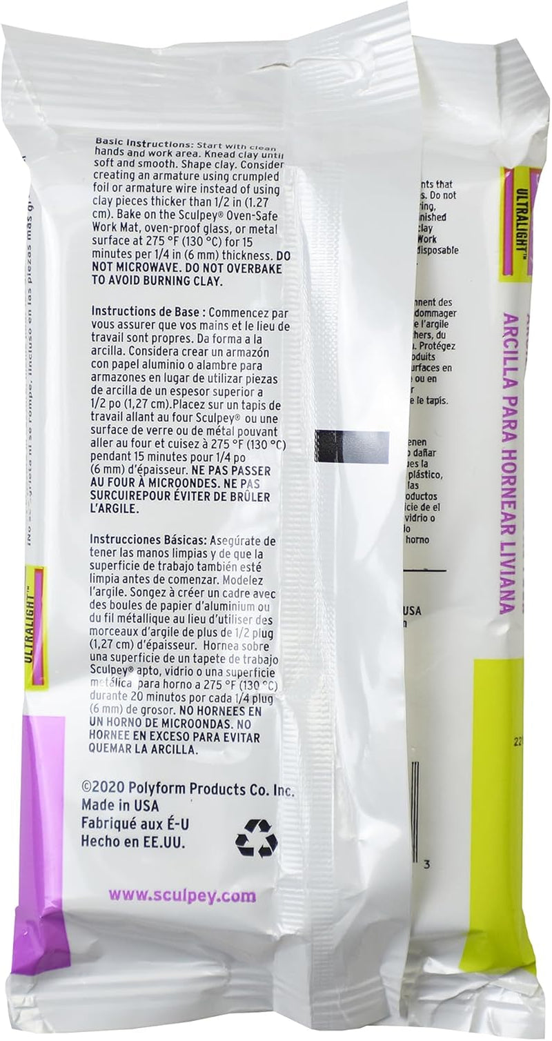 Super  Ultralight White, Lightweight, Non Toxic. Soft, Sculpting Modeling Polymer Clay, Oven-Bake Clay, 8 Oz Bar. Great for All Advanced Sculptors, Artists and Cosplayers.