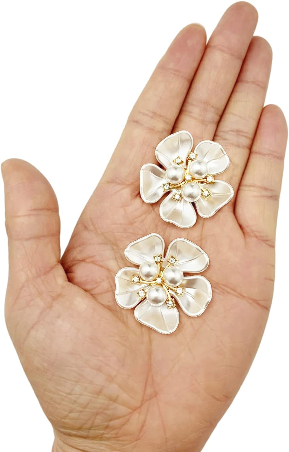20Pcs Pearl Rhinestone Embellishments Flower Flatback Buttons Rhinestone Charms for Shoe Decoration Jewelry Making Clothes Brooch Wristband and Wedding Bouquet DIY