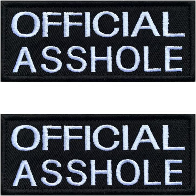 2 Pcs Tactical Funny Official Asshole Patch Hook and Loop Embroidered Fastener Applique Emblem for Caps,Jacket,Backpacks,Vest,Coat,Work Uniform,Harness,Diy Clothing,Patch Collect
