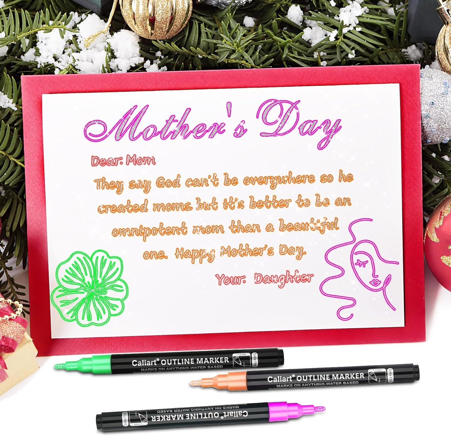 24-Color Shimmer Double-Line Drawing Doodle Outline Markers, Aesthetic Cute Preppy Stuff School Supplies, Glitter Markers Pens Set for Cards Lettering, Gift for 4-12 Year Old Girl Kids