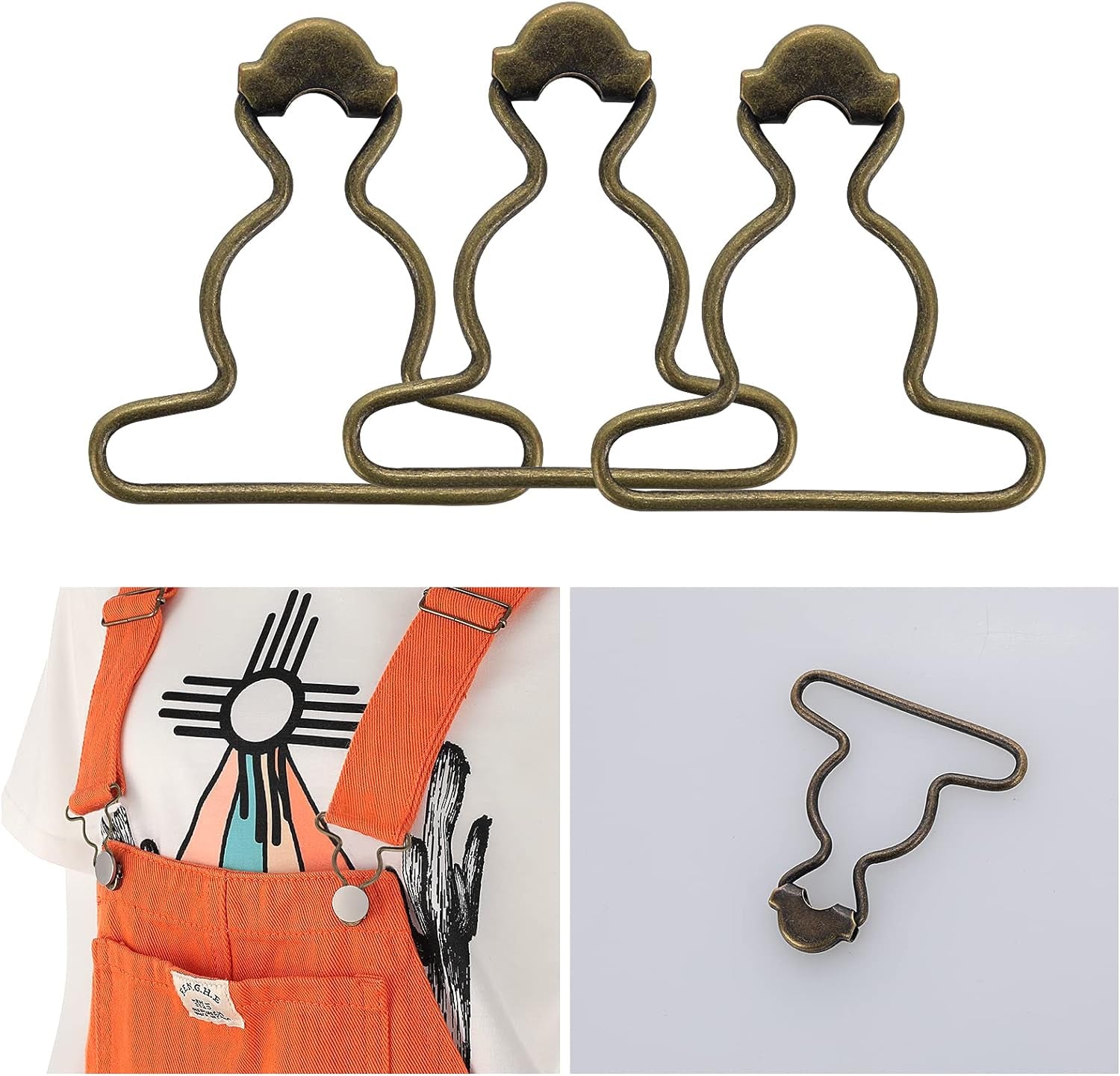 20Pcs Dungaree Suspender Clips Overall Buckles 1.5 Inch Wide Bottom Overall Buckles Clips Replacement for Rompers