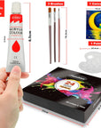 Acrylic Paint Set with 3 Paint Brushes, 24×12Ml Colors Premium Paint Set with 1 Palette 1 Canvas Boards, Art Painting Kits for Adults, Paint Supplies for Canvas Rock Painting Craft Art Class