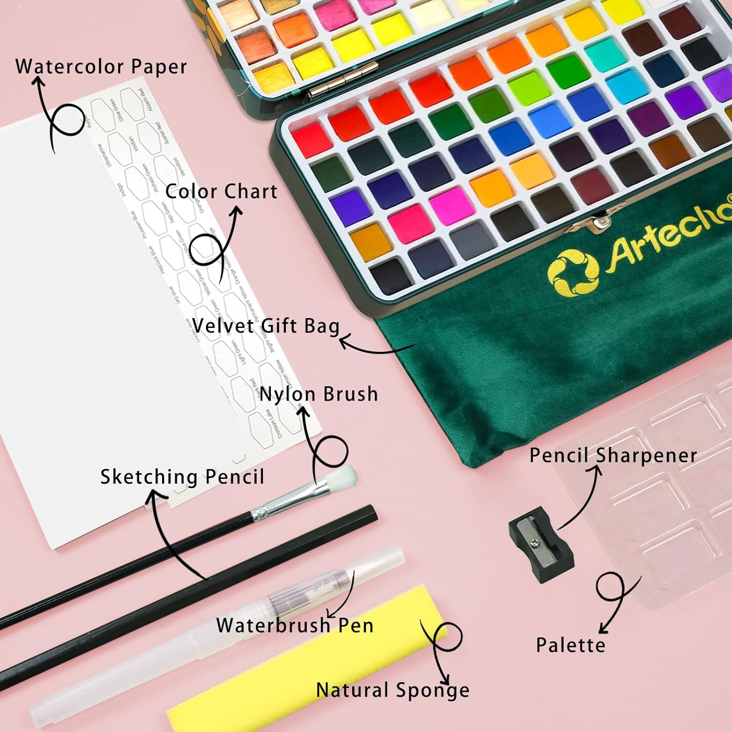 Watercolor Paint Set 100 Colors in Portable Box, Travel Watercolor Set with Watercolor Papers and Brushes, Water Color Kit for Beginners & Professionals