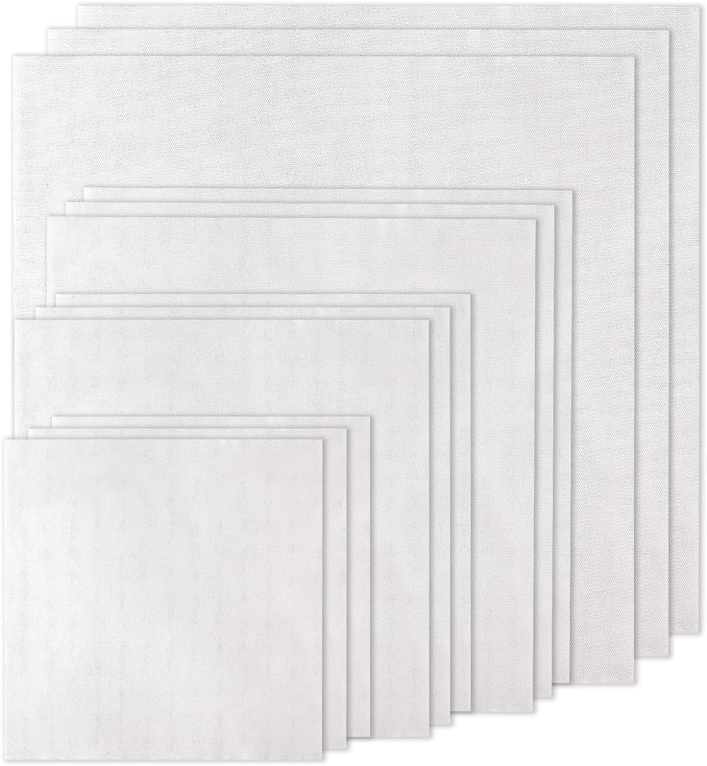 12 PCS White Embroidery Fabric, Pre-Cut Natural Cotton Embroidery Cloth Fabric, 4 Sizes Embroidery Cloth Squares for Embroidery Garment Craft (5.9 to 11.8Inch)