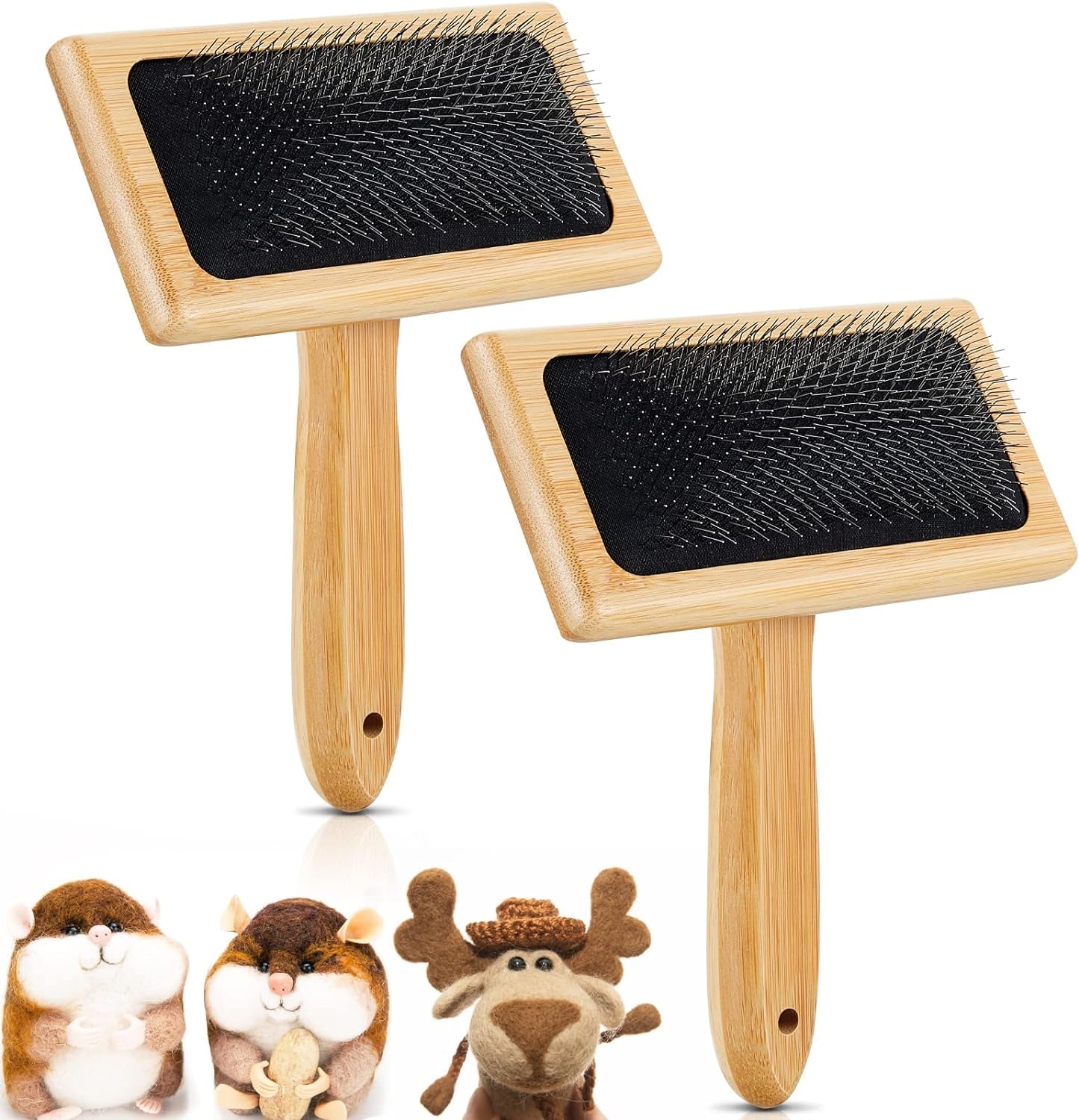 2 Pcs Wool Carders, Hand Carders for Wool Needle Felting Brush Wooden Wool Carders Needle Felting Wool Carding Brushes Needle Felting Tools for Needle Felting Craft Felt Project (Gray, Large)