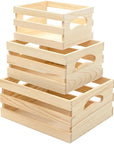 Set of 3 Wooden Pallet Crates Nesting Unfinished Wood Trays Storage for DIY Crafts (Large Size 9.4 X 7.8 X 4.3 In)