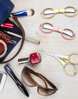Stainless Steel Scissors anti Rust Folding Scissors Glasses Shaped Mini Shear for Home and Travel Use (6)