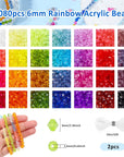 3080Pcs Crystal Beads,Rainbow Acrylic Beads Faceted 6Mm 28 Colors Bicone Colorful Spacers Bulk for Bracelet Necklace Jewelry Making DIY Craft