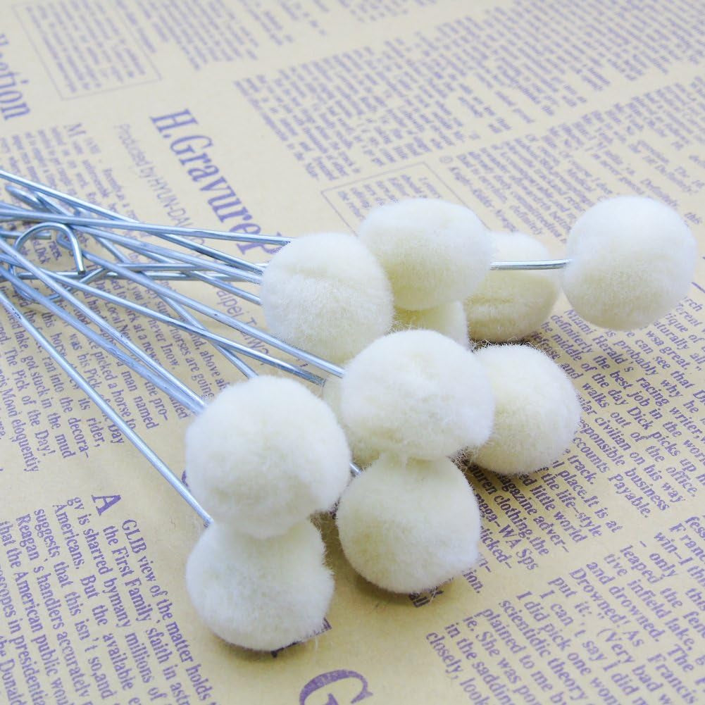 100 Packs Wool Daubers Ball Brush Leather Dye Tool with Metal Handle for DIY Crafts Projects