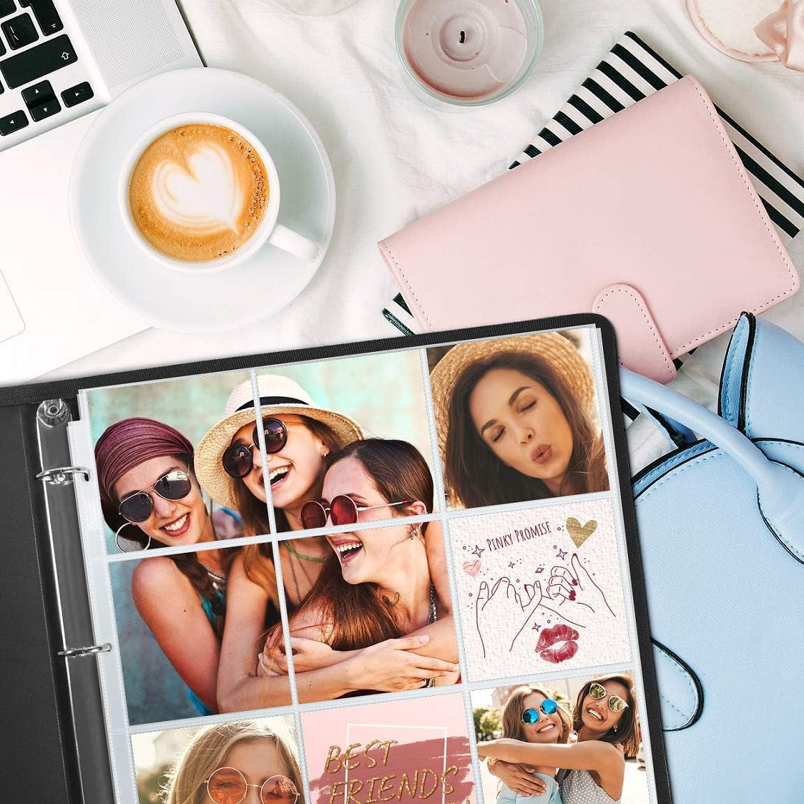 4X4 Photo Album Sleeves - Fits 12X12 3 Ring Album Binder (25 Pack), 12 X 12 Scrapbooking Pages with 9 Square Pockets, Picture Page Refill Hold 450 4 X 4 Prints, Archival Quality