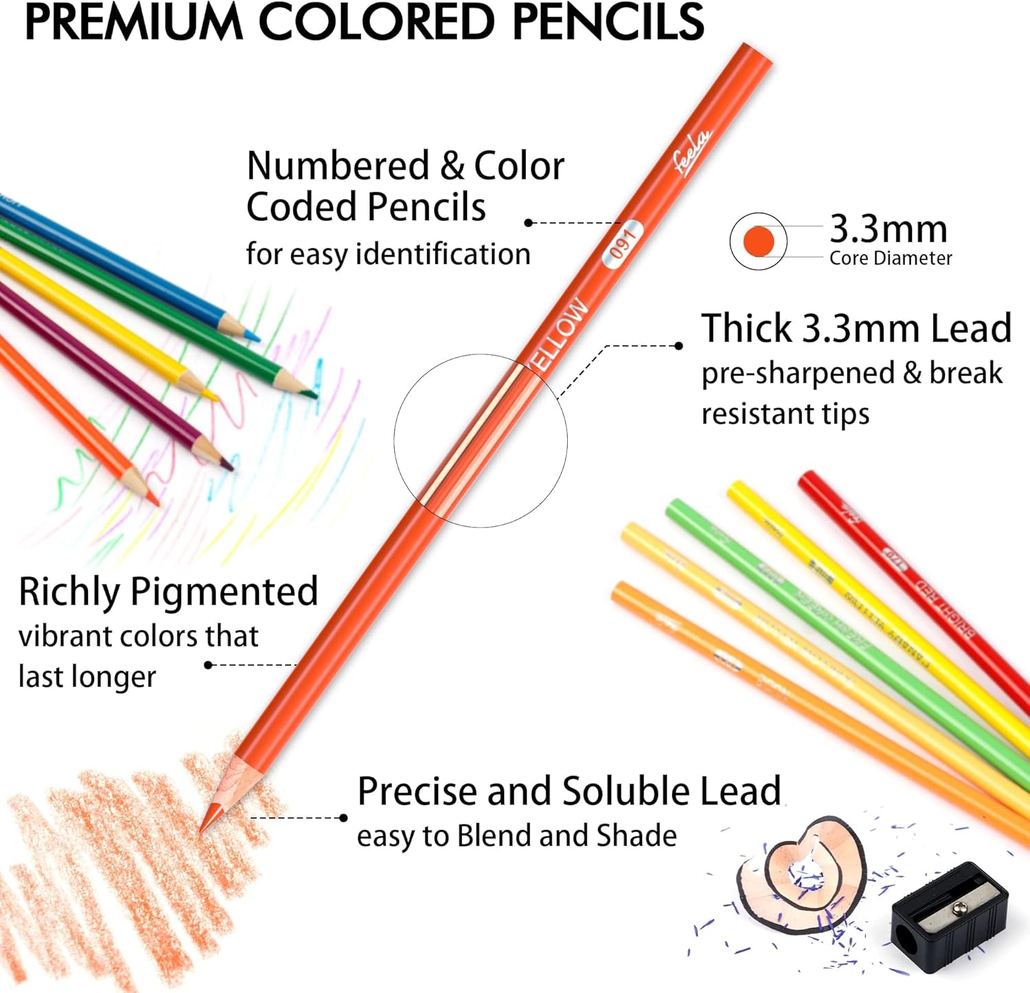 152 Colored Pencils with Pencil Sharpener Premium Soft Core Colors Pencils Set for Adult Coloring Books