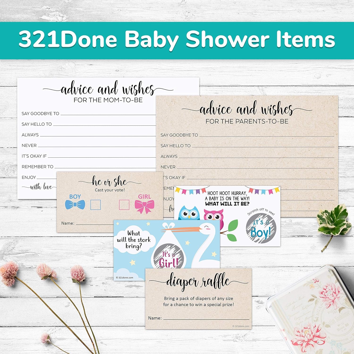 Books for Baby Cards (Set of 50) 3.5 X 2 Baby Shower Insert for Invitations, Business Card Size, Book Instead of Card Request Gift, Small Rustic Kraft Tan - Made in USA