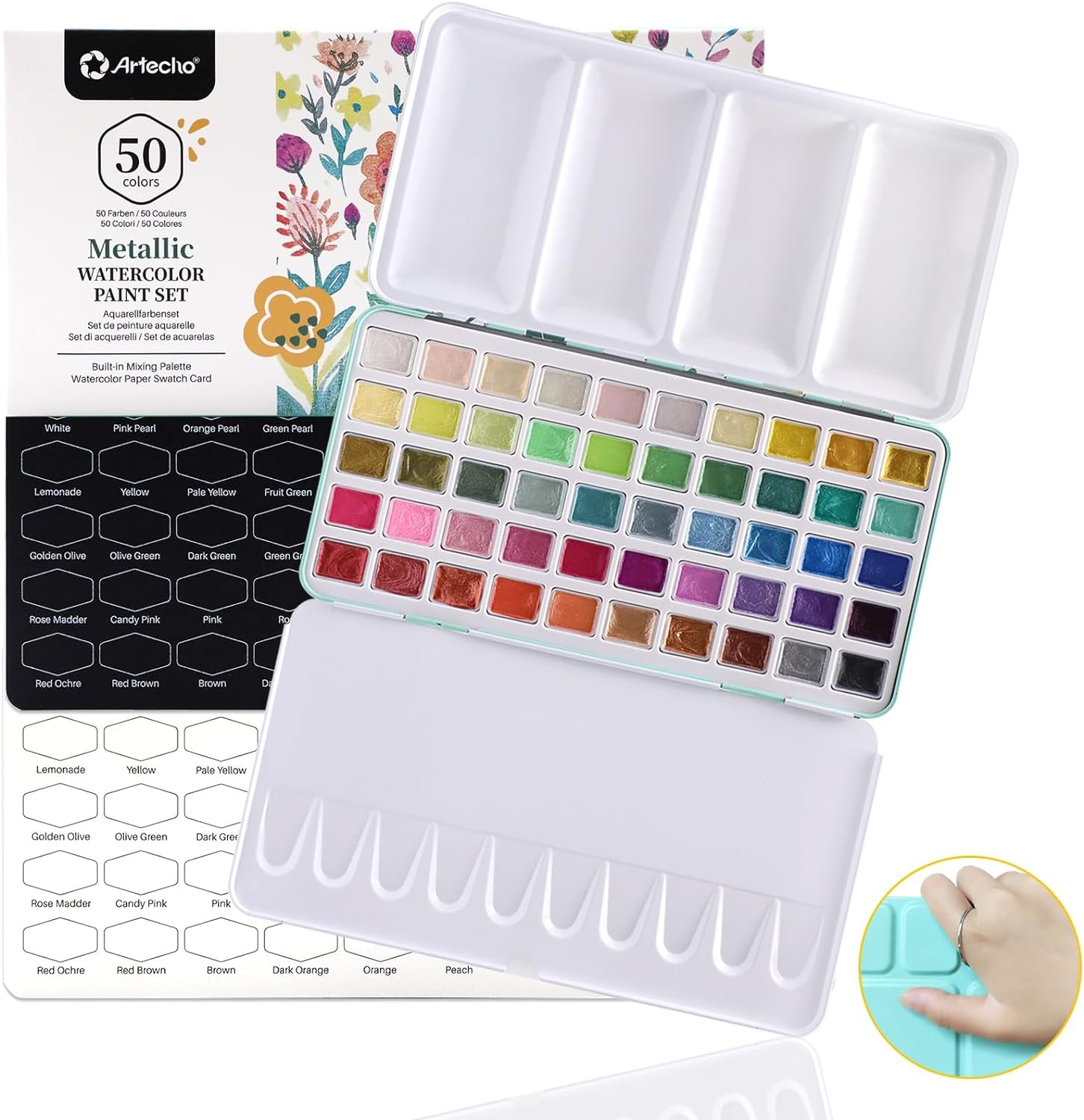 Watercolor Paint Set 100 Colors in Portable Box, Travel Watercolor Set with Watercolor Papers and Brushes, Water Color Kit for Beginners & Professionals