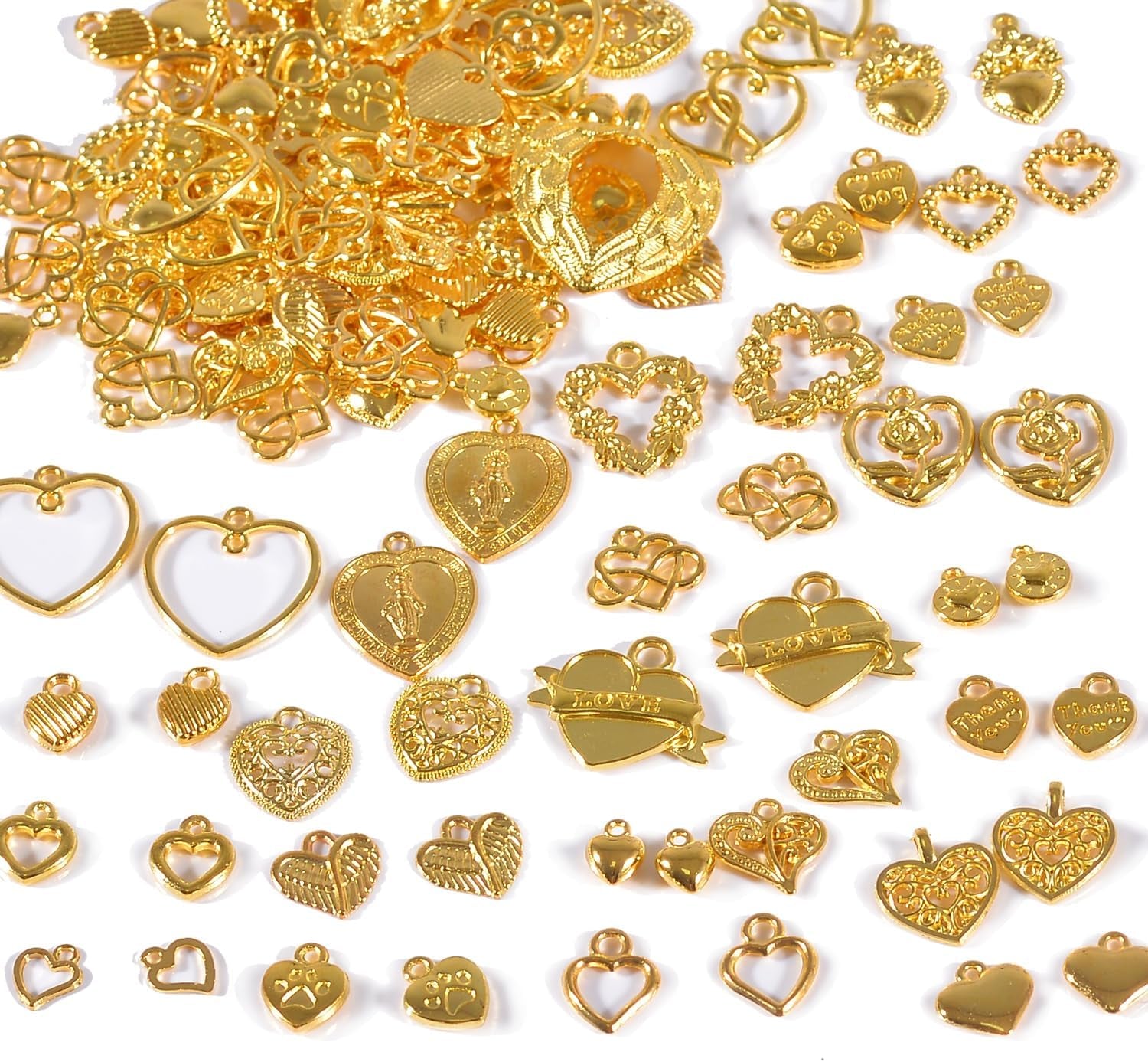 100 Gram Metal Charms for Jewelry Making, Silver &amp; Gold, Bulk Pack for Bracelets, Necklaces, Crafts