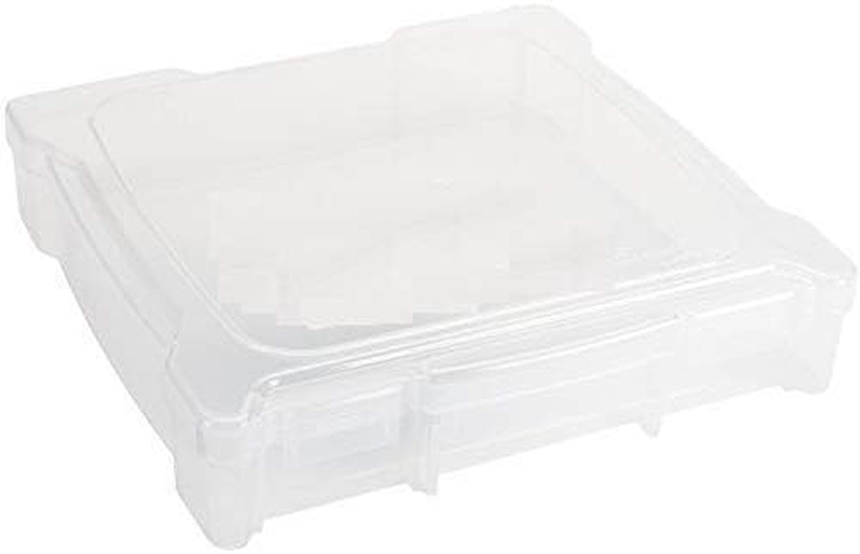 6912AB Essentials One-Compartment 12" X 12" Box, Art &amp; Craft Organizer, [1] Plastic Storage Case, Clear, 14.125" X 13.625" X 3"