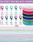 12 Rolls 120 Feet 4 Mm Jewelry Making Chains Necklace Chains Jewelry Making Supplies Jewelry Chain Link Cable Chain Roll with 120 Lobster Clasps 50 Jump Rings for DIY Earring Bracelet, 12 Colors