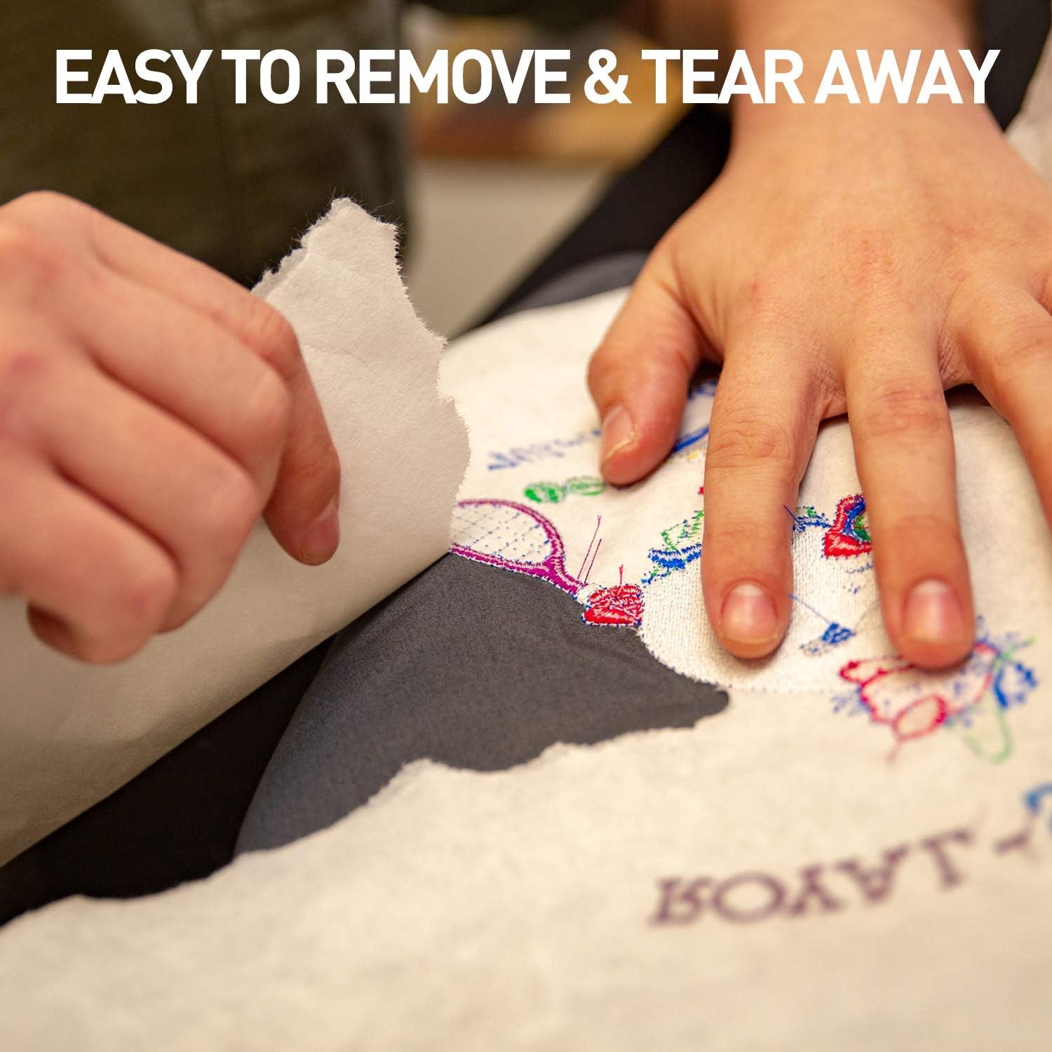 Tear Away Stabilizer for Embroidery Backing 8"X8" - 100 Precut Sheets,  Medium 1.8Oz Embroidery Stabilizers - Tearway Embroidery Stabilizer for Machine and Hand Sewing - Fits 4X4 and 6X6 Hoops