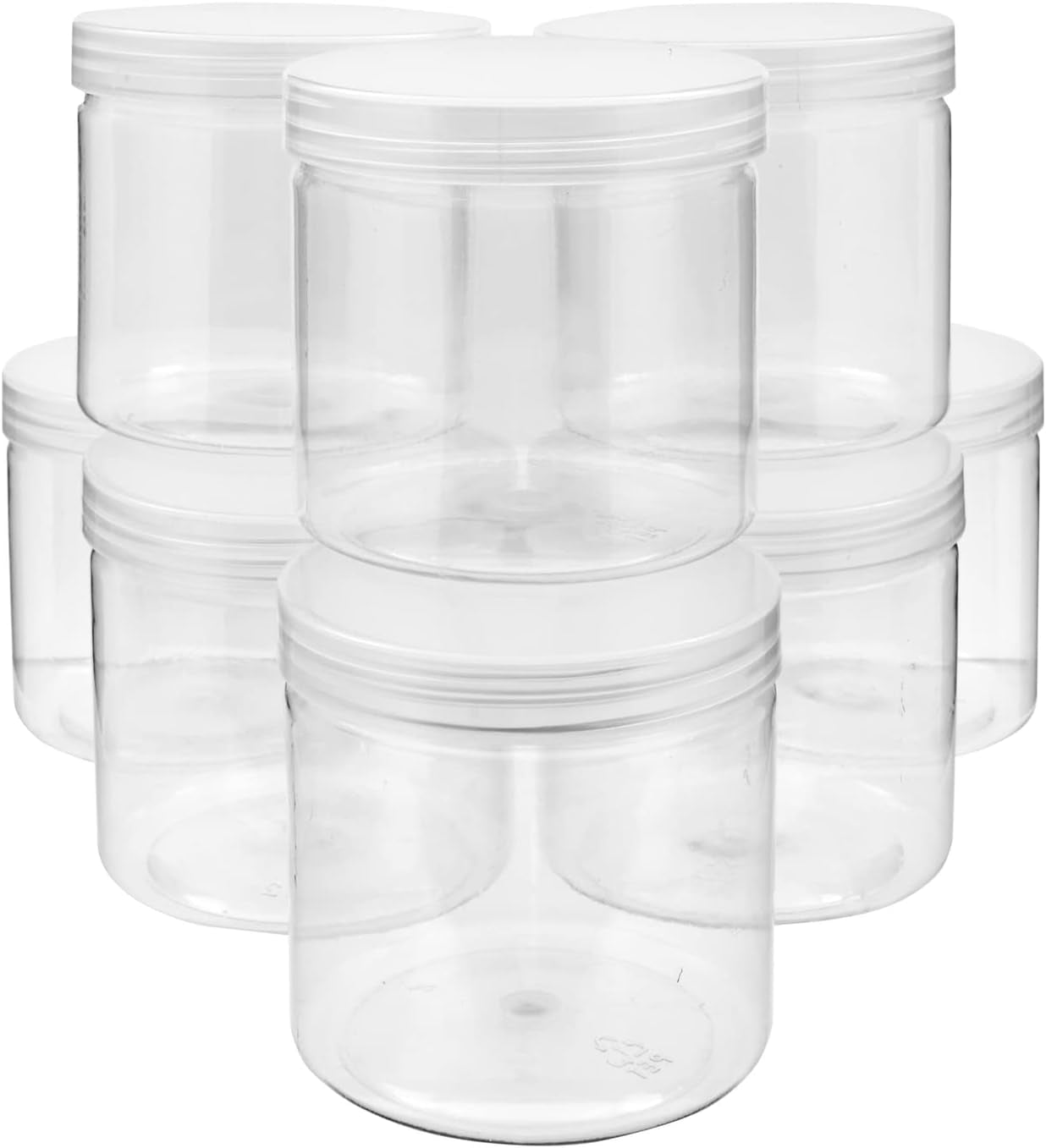 Slime Containers with Lids - 8 Pack Clear Plastic Jars for Kids DIY Crafts (12 Oz)