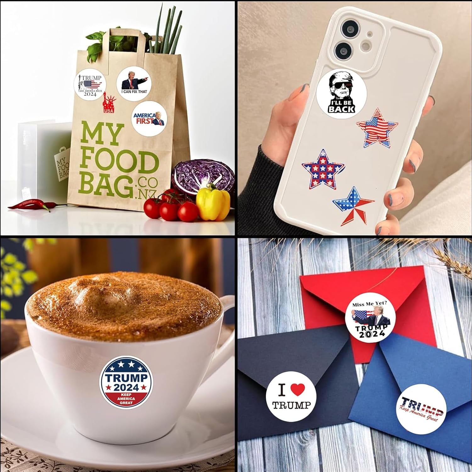 2024 Donald Trump Stickers Roll 500Pcs - Funny Presidential Election USA American Flag Decals - Easy Stick & Removeable for Scarpbook Window Tumblers Water Bottles Teens