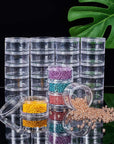 15G/15ML Stackable round Plastic Containers 5 Column(5 Layer/Column) Bead Storage Jars for Seed Beads, Nail Art Glitters, Diamond Drills