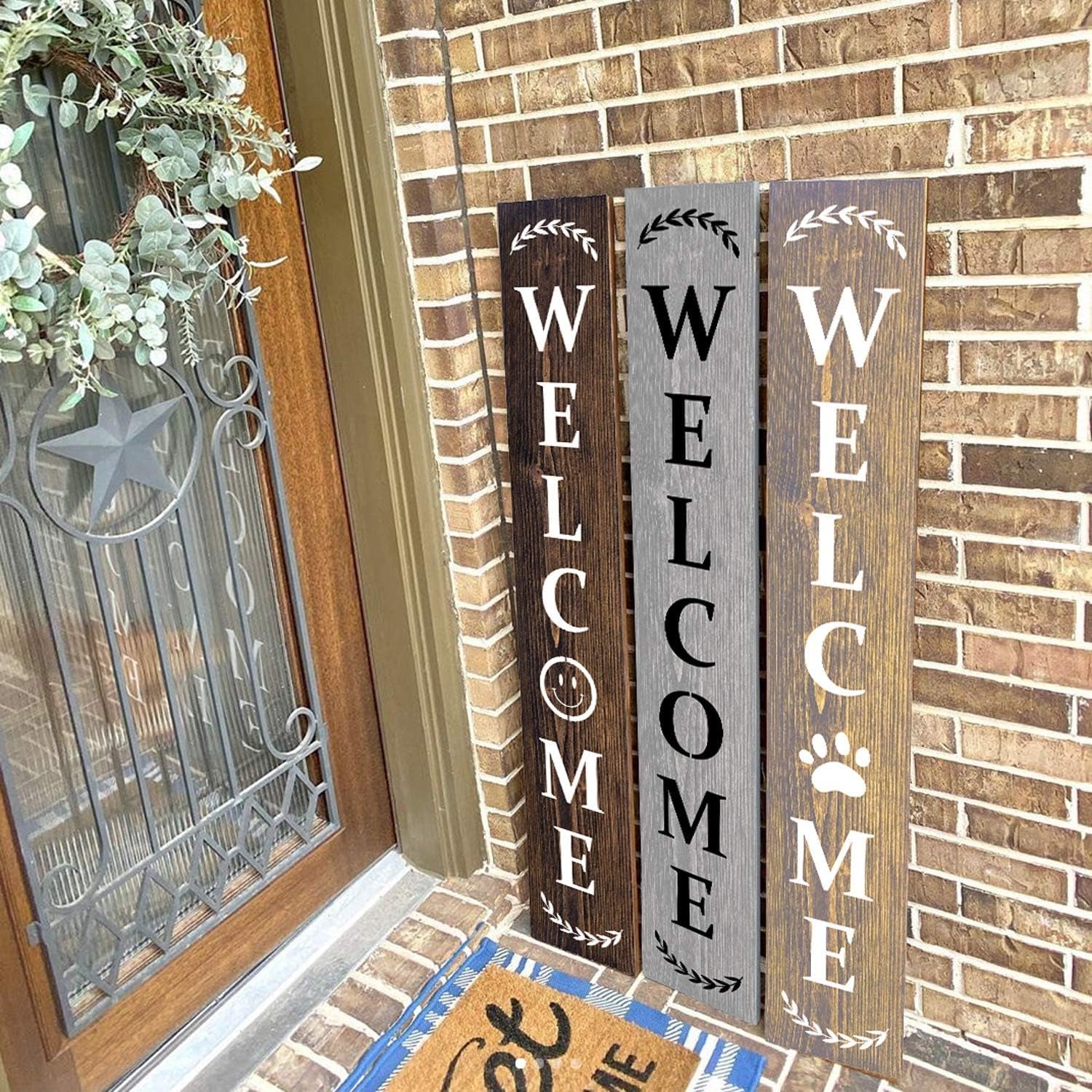 Welcome Stencil, Stencils for Painting on Wood Reusable, Own DIY Projects, Gifts and More, Easy to Use Large Letter Stencil – Horizontal and Vertical (Welcome Stencil)