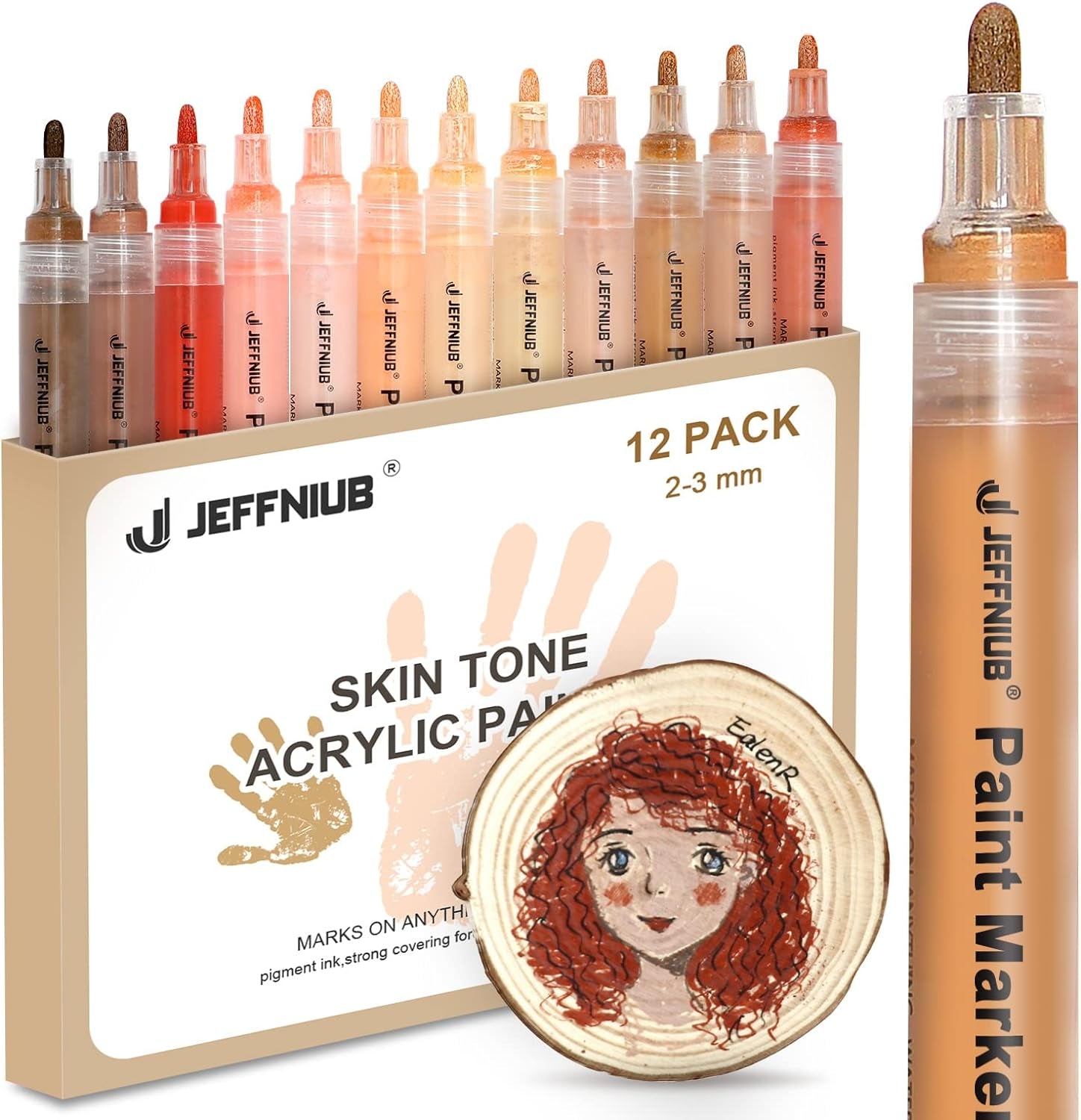 Skin Tone Acrylic Paint Pens, Paint Markers for Wood,Glass,Fabric,Rocks Painting Paint Pens (0.7Skin Tone)