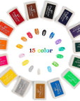 Craft Ink Pad Stamps Partner DIY Color,15 Color Craft Ink Pad for Stamps, Paper, Wood Fabric (Pack of 15)