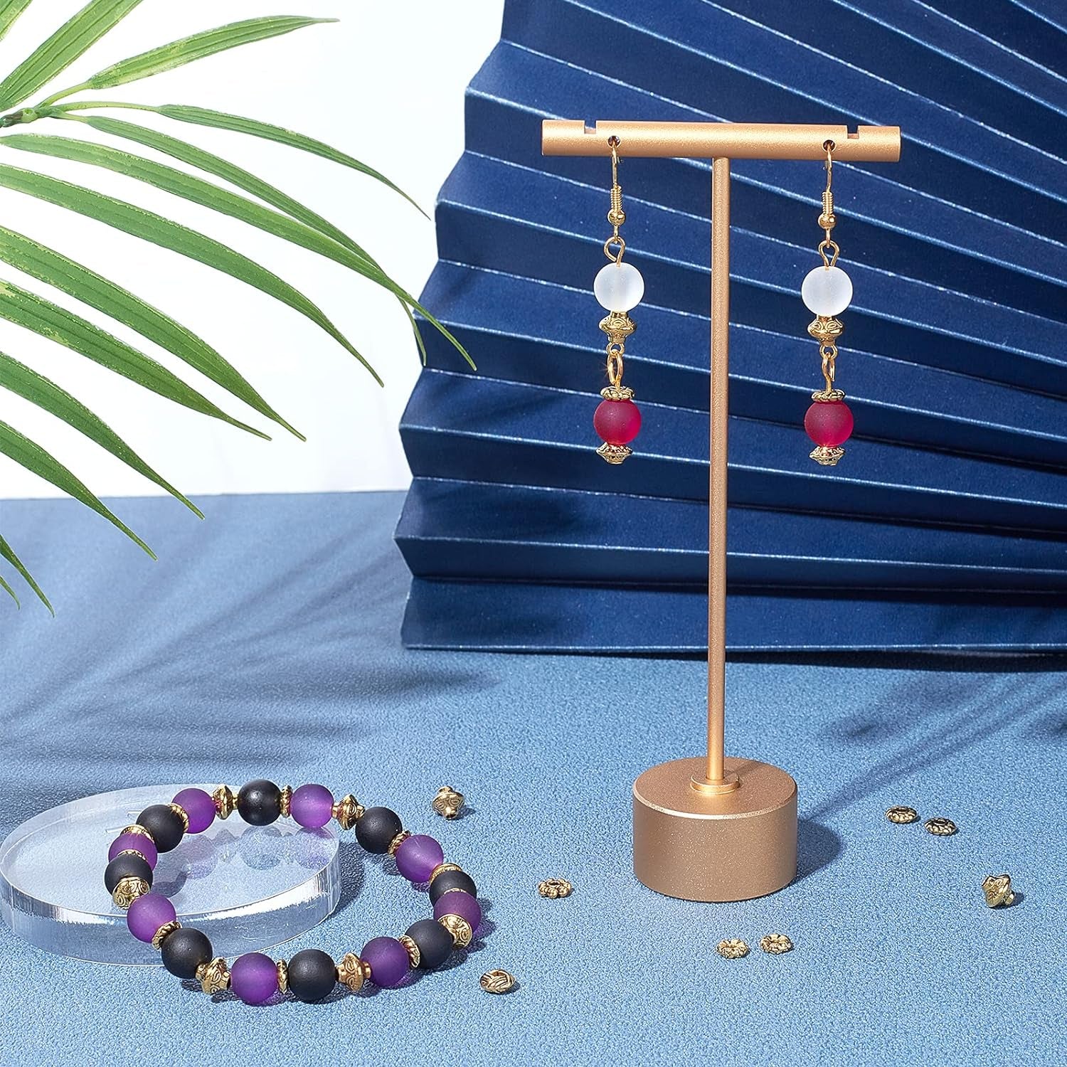 300Pcs Spacer Beads 6 Style Antique Golden Beads Tibetan Metal Jewelry Beads Loose Spacer Beads Flower Flat Rondelle Beads for Bracelet Necklace Jewelry Making Supplies (5.5-6.5Mm)