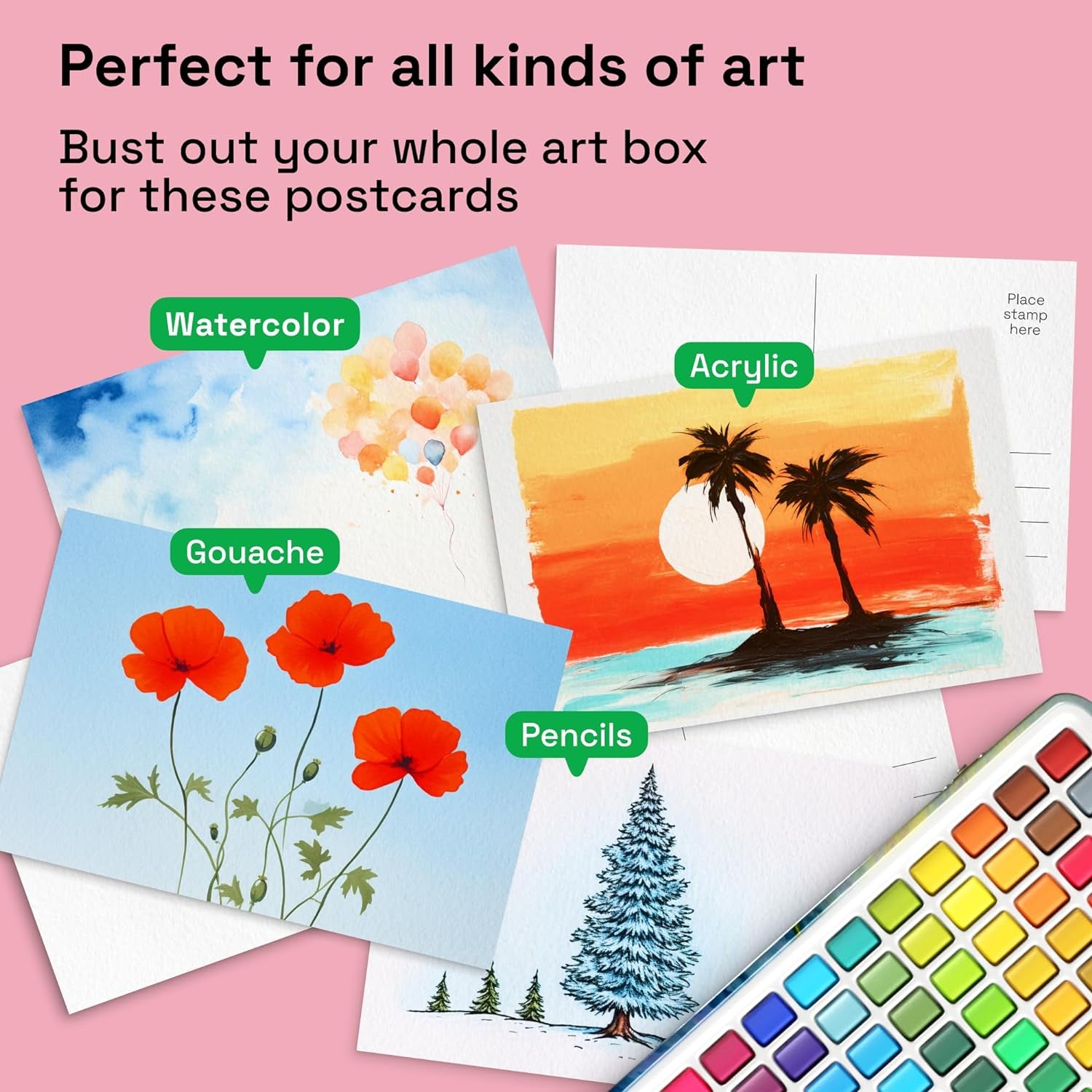 30 Watercolor Postcards 4X6 Inches - Heavyweight Paper Cards 140Lb (300Gsm) - Blank Postcards for Mailing, DIY Thank You Card, Greetings Cards, Christmas, Invitations, Birthday and More
