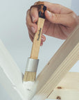Series Natural Bristle 2 Brush Set | 1 Inch round and Flat Detail Brushes | Use to Apply Paint, Wax, Cream and More