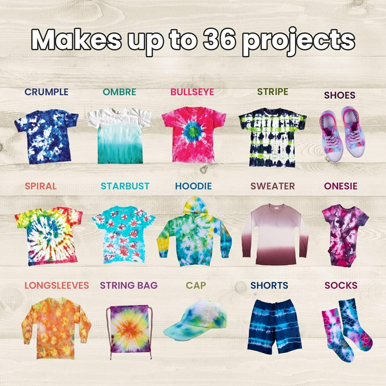 Tie Dye Kit for Kids Age 8-12 & up Girls Boys Teens, Clothing Shirt Fabric Dye Arts and Crafts Gifts Party Supplies, Kids Tie Dye Kit for Large Group, 18 Pre-Filled Bottles W/14 Colors