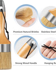 Chalk Paint Brush, Wax Paint Brush Set 3 Pack, round Paint Brushes Use with All Paints, Natural Bristle Brushes for Painting or Waxing, Home Decor, DIY Art Crafts