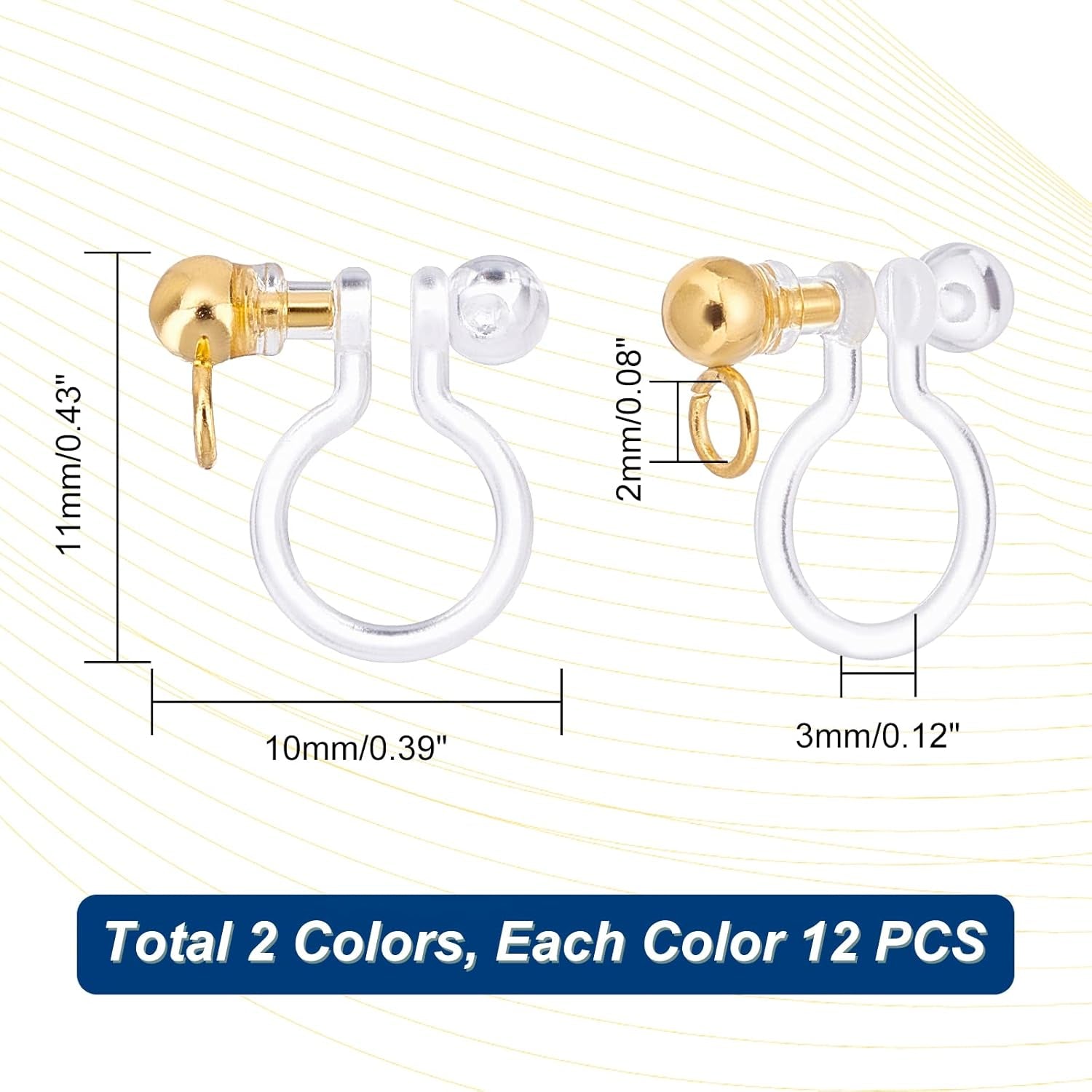 24Pcs Transparent U Type Earring Findings Alloy Invisible Clip on Earring Converter Non-Pierced Earrings Painless Allergy-Free Resin Earring Components for Non Pierced Ears