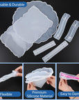 2 Pcs Large Silicone Resin Tray Molds with 4 Pcs Handles Serving Tray Molds Resin Mold for Making Jewelry Plates Tea Coasters Art Craft Casting Supplies