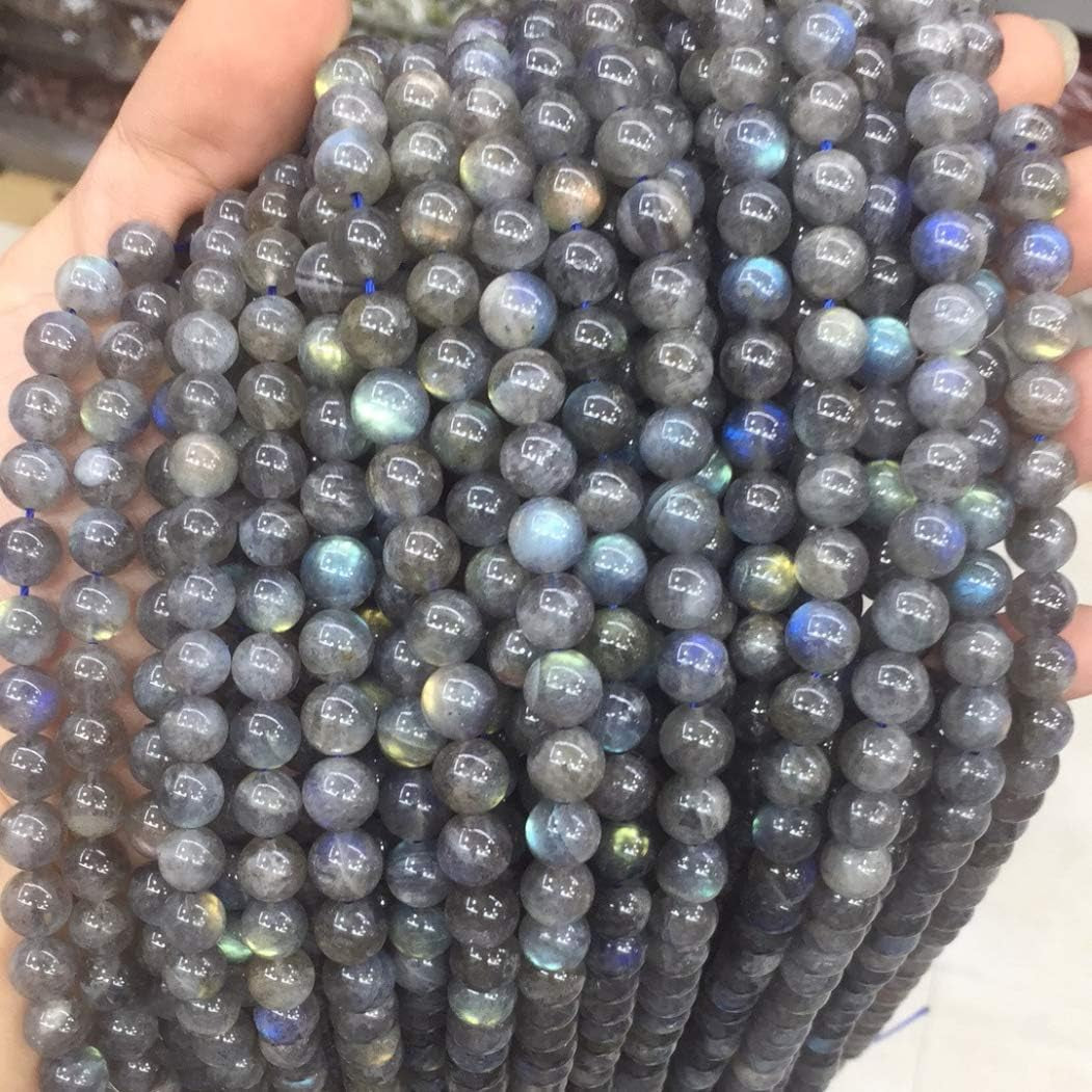 2 Strands  Natural Grade a Blue Flash Labradorite Healing Gemstone 8Mm round Loose Beads Gem Stone Spacer (88-94Pcs) for Jewelry Craft Making GY33-8