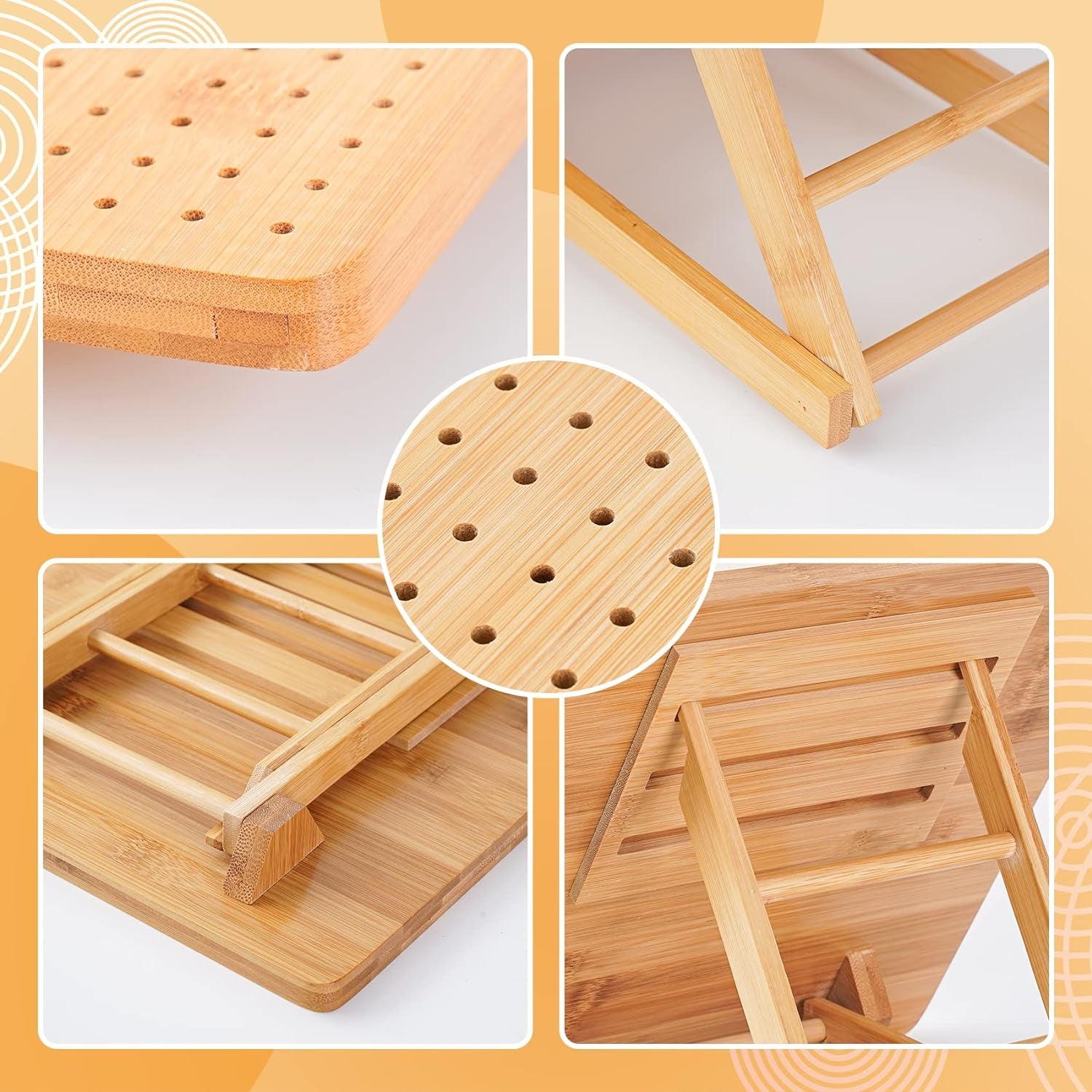 Crochet Blocking Board, 11.6 Inches Bamboo Blocking Board for Knitting Crochet and Granny Squares, Handcrafted Knitting with 20 Pcs Stainless Steel Pins and Crochet Kit