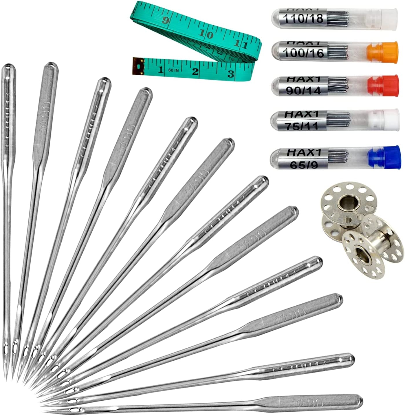 Sewing Machine Needles, Pack of 100, for Singer, Brother, Janome, Varmax and Home Sewing Machines. Universal Standard Needles in Sizes 65/9, 75/11, 90/14, 100/16, 110/18 (100)