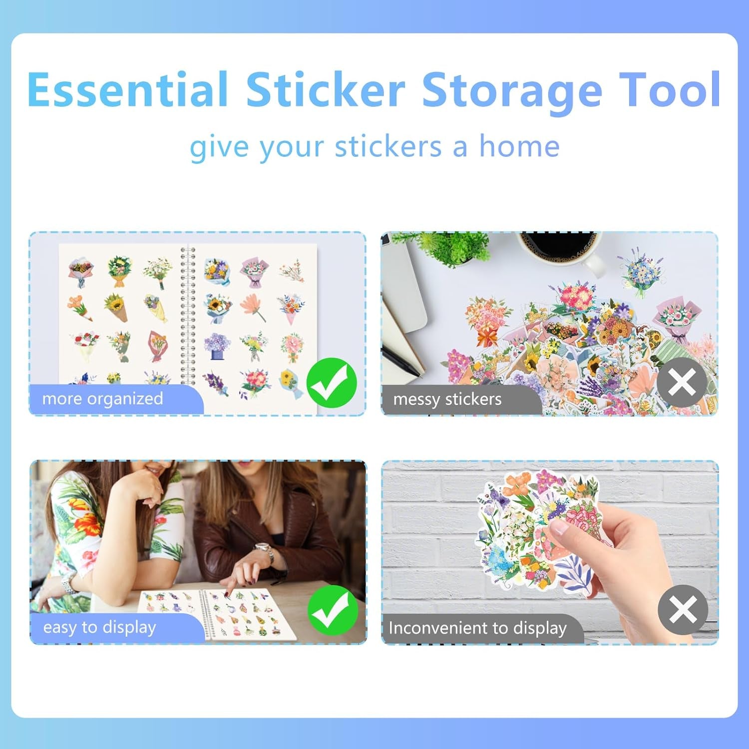 2 Pack Reusable Sticker Book Collecting Album A5 Size 32+32 Sheets Release Paper Sticker Collection Storage Book for Adults Sticker Saver Holder Book (Blue+Purple)