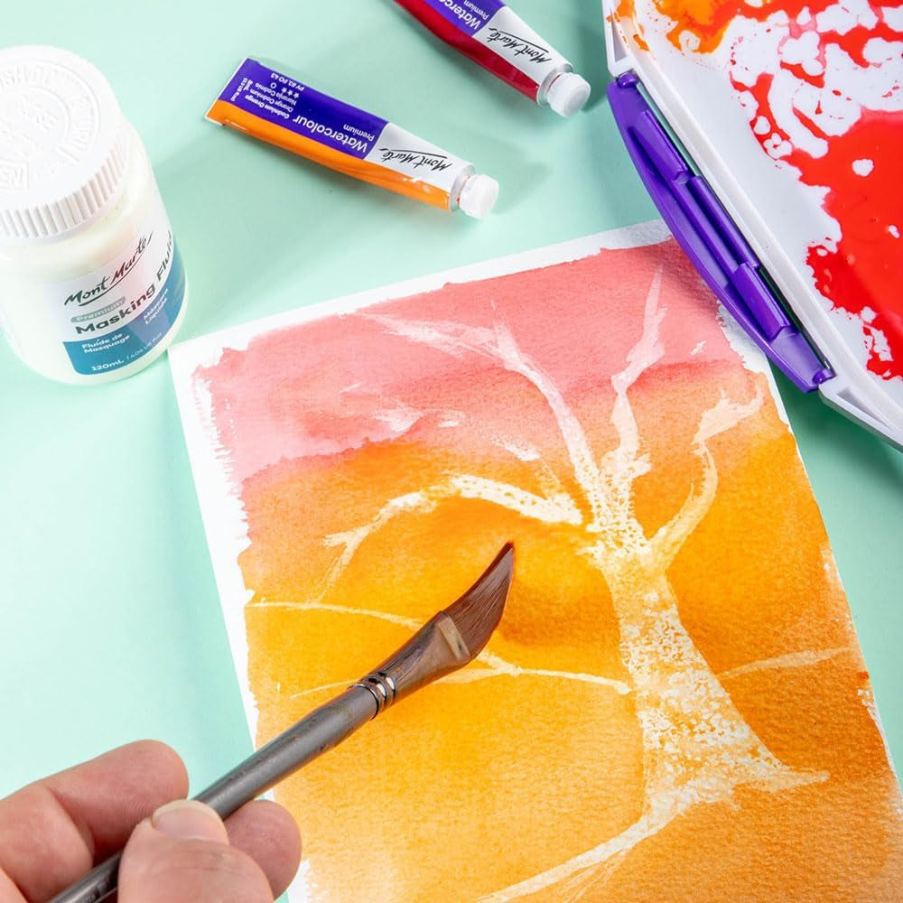 Masking Fluid Premium 120Ml (4.06 US Fl.Oz), Masking Fluid for Watercolor Painting, Keeps Areas Free of Color and Edges Crisp, Resists Watercolor, Ink and Pouring Paint