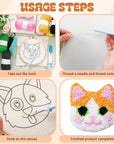 6 Set Animal Punch Needle Coasters Kit with Pattern, Yarn, Adhesive Felts, Hand Tools, Wooden Embroidery Hoop and Instruction Rug Punch Decoration DIY Art Crafts Kit for Adult Beginner