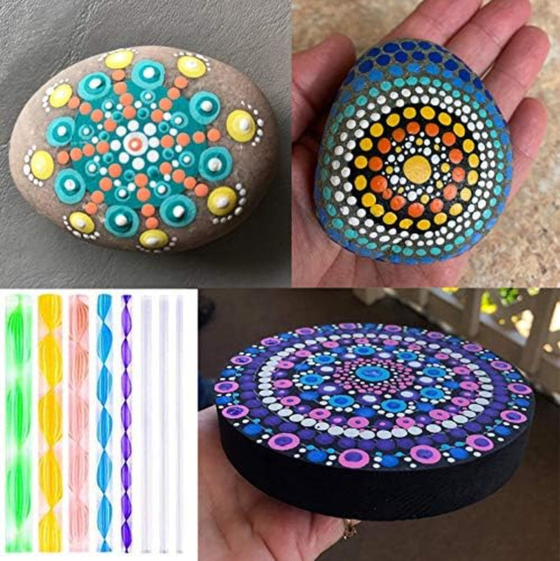 19PCS Mandala Dotting Tools Set with a Zipper Storage Bag for Painting Rocks,  Mandala Stencil Ball Stylus Paint Tray Set