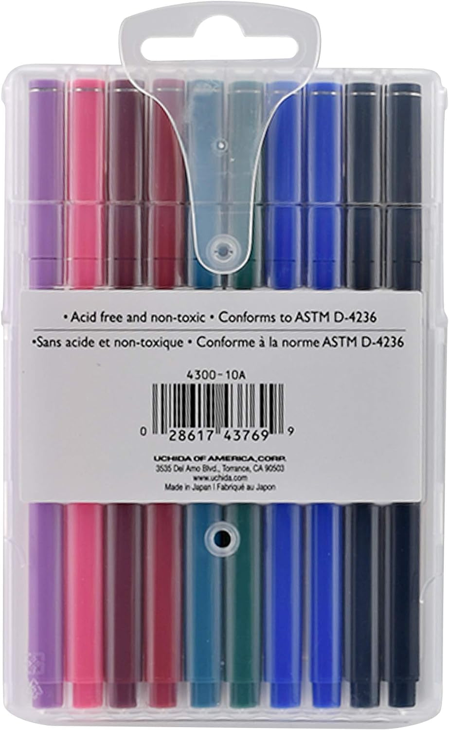 Lepen Porous Point Pen, 10 Count (Pack of 1), Black, Blue, Red, Green, Pink, Lavender, Burgundy